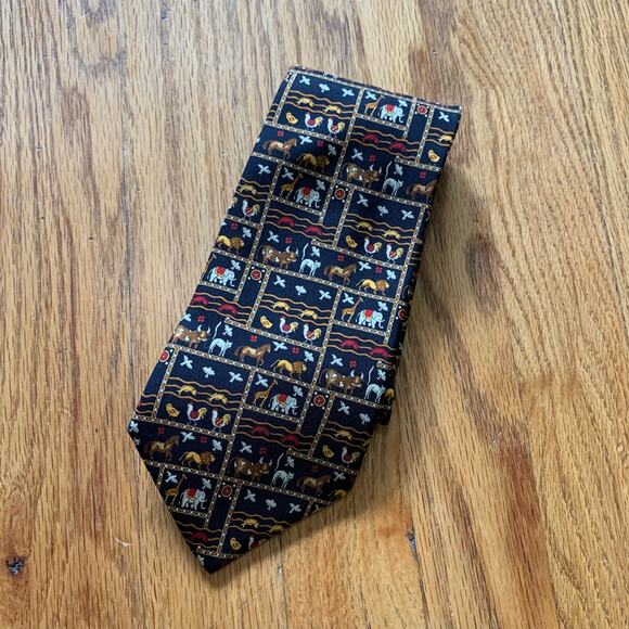 Mens Salvatore Ferragamo Tie Animal Print 100% silk Made in Italy OS EUC! - Picture 1 of 3